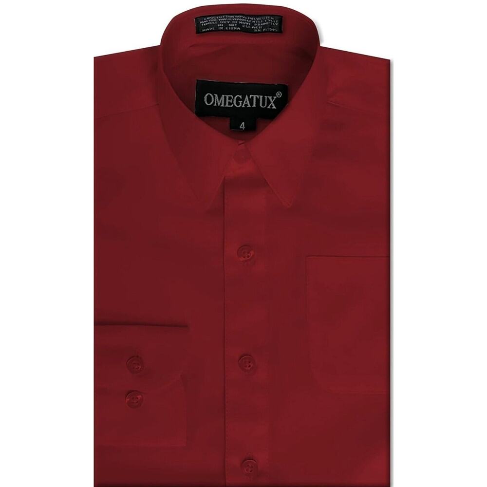 Boys Long Sleeve Solid Color Dress Shirt, Button Down- Size 4
